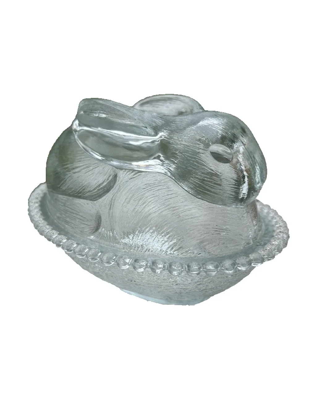 Indiana Glass Bunny Rabbit On Nest Candy Dish with Lid
